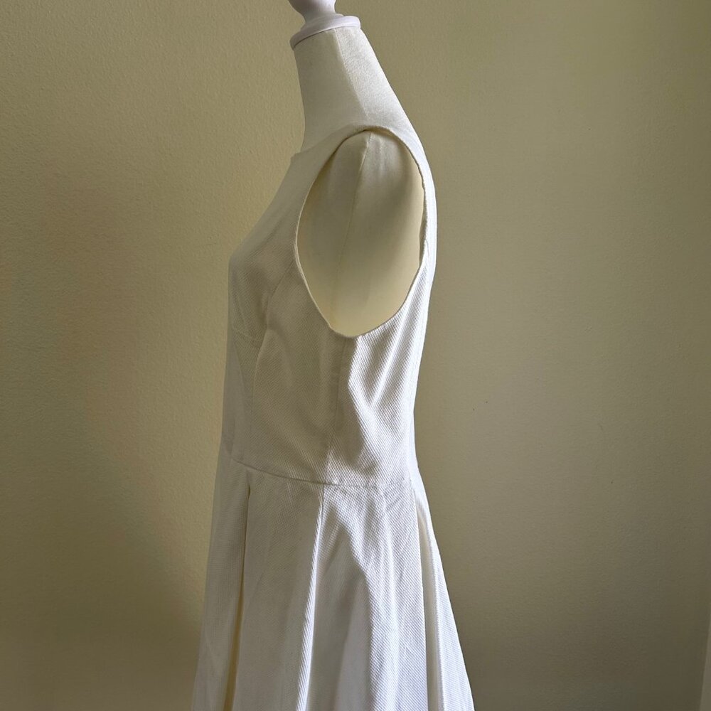 Ralph Lauren White Cotton Pique Fit & Flare Dress Nautical A-Line 14 Coastal - Picture 6 of 8